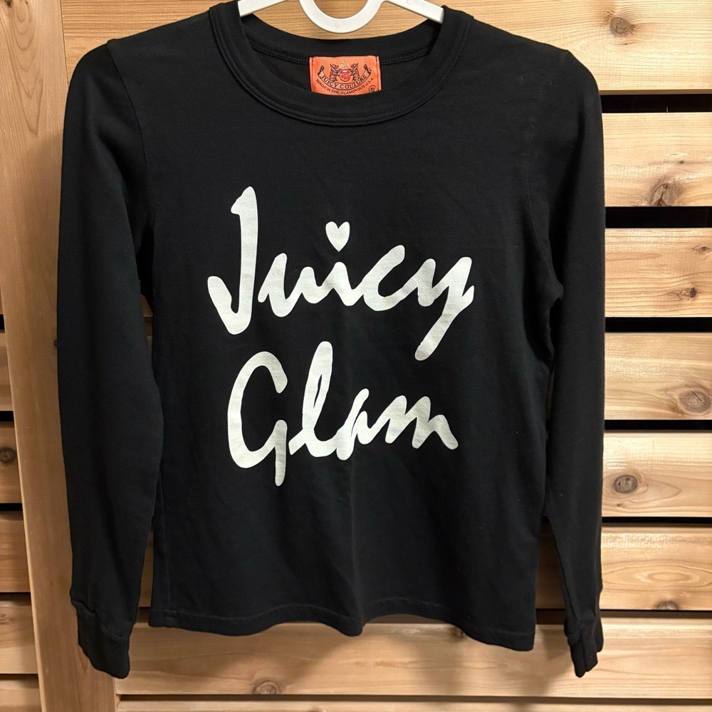 Y2K Juicy Couture "Juicy Glam" Black Long Sleeve 100% cotton Shirt